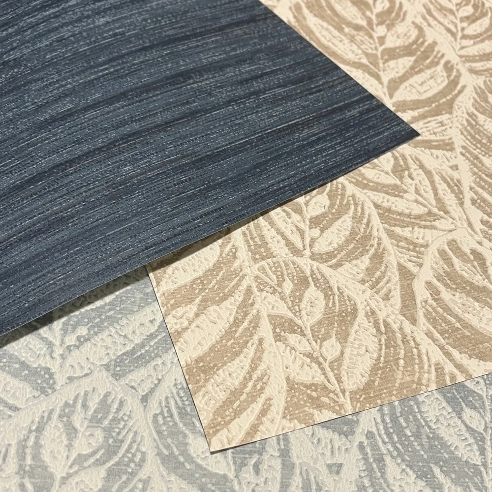 8 Large Leaf Patterned & Barnaby Textured Wallpaper sheets - Up to 17.5”x16”